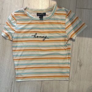 "Honey" Stripped Crop Top